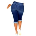 thumbnail image 2 of Jack David Women's Plus Size Cuff Rolled Capri Curvy Blue Denim Distressed Jeans, 2 of 6