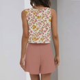 thumbnail image 5 of WTOBBY Women's Summer Floral Print Two Piece Outfit Sleeveless Square Neck Cropped Top and High Waist Shorts Set with Pockets Bodysuit Style for Casual Fashion ,Pink M, 5 of 6