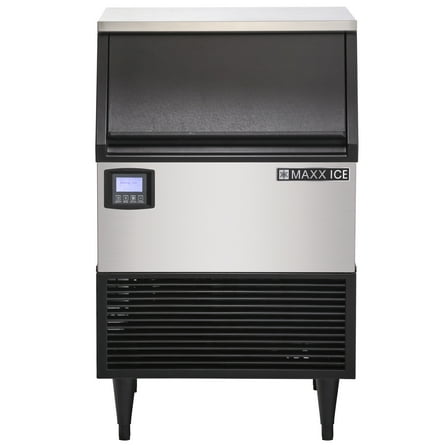 Maxx Ice Intelligent Series Self-Contained Ice Machine, 199 lbs, Full Dice Ice Cubes, with 75 lbs Built-in Ice Storage Bin, in Stainless Steel with Black Trim (MIM200N)
