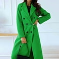 thumbnail image 4 of PMVFHDE Trench Coat Women Solid Color Elegant Autumn Winter Minimalist Double-breasted Long Sleeve Notch Lapel Long Coat Green,S, 4 of 7