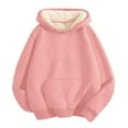 thumbnail image 2 of Bibifish Womens Sherpa Lined Hoodie Cream Fleece Lined Drawstring Hoodies With Pocket Warm Thick Oversized Fit Casual Commute Daily Hoodies, 2 of 4
