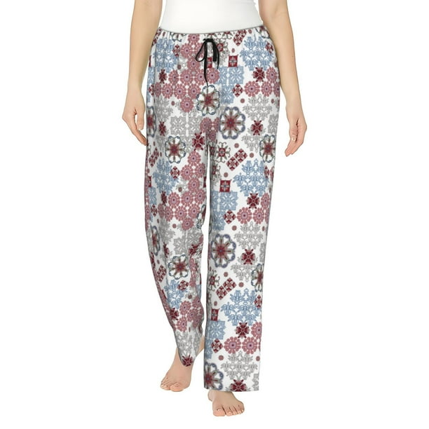 Balery Abstract Floral Pantalones de pijama para mujer, pijamas ultraligeros, pantalones de estar por casa-Medium