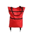 thumbnail image 2 of 2-in-1 Foldable Rolling Shopping Tote, Collapsible Grocery Cart with Wheels, 50L Large Capacity Reusable Shopping Bag with Adjustable Handle for Grocery, Laundry, Travel, Market, 1PC Red, 2 of 7