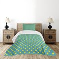 thumbnail image 4 of Ambesonne Yellow and Blue Quilted Bedspread Set 2 Pcs, Nostalgic Dots, Twin Size, Teal Yellow, 4 of 5