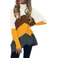 thumbnail image 3 of FOCUSNORM Women Solid/Contrast Color Sweater Bat Sleeve Irregular Hem Pullover, 3 of 4