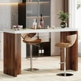 thumbnail image 1 of Tribesigns Home Bar Unit, 55.12-Inch Bar Table with a Faux Marble Finished Tabletop, Modern Freestanding Mini Bar for Home Kitchen, Living Room, Balcony, Basement, Walnut & White, 1 of 8