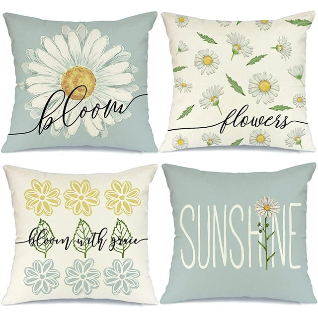 Goodwill Spring Summer Pillow Covers 18x18 Set of 4 Farmhouse Summer