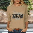 thumbnail image 1 of HongQid T-Shirts à Manches 3/4 pour Femmes, Graphiques, Décontractés, Coupe Ample, Col Ras du Cou, T-Shirts Mignons Unis, Tuniques à Manches Trois Quarts, 1 of 6