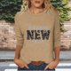 thumbnail image 1 of TaTaai 3/4 Sleeve Round Neck Printed Top, Women's Loose Casual Blouse, Versatile Cool Design, Suitable for Home Daily Casual Outfits Gift, 1 of 6
