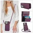 thumbnail image 5 of Crossbody Wallet Case Compatible for iPhone 12 Pro / iPhone 12 6.1", RFID Blocking Protective Purse Case Cover with Card Slots Holder Kickstand Shoulder Strap Lanyard Magnetic Closure, Darkpurple, 5 of 5