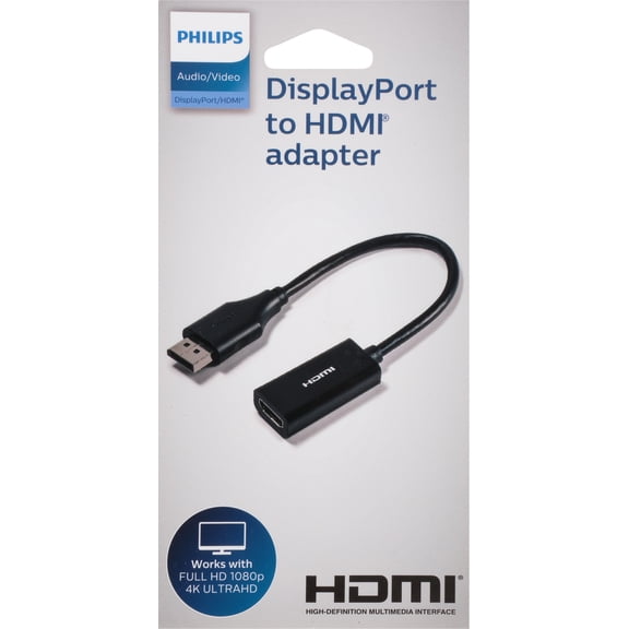 Philips Display Port to HDMI Adapter Full HD 1080p/4K Ultra Mac & PC Compatible
