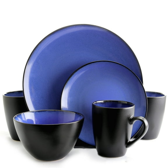 Gibson Elite Soho Lounge Round 16 Piece Dinnerware Set in Blue