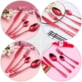 thumbnail image 5 of Jiyike 2 Sets Stainless Steel Tableware Spoon Fork Cutter Set Home Tableware (Red), 5 of 6