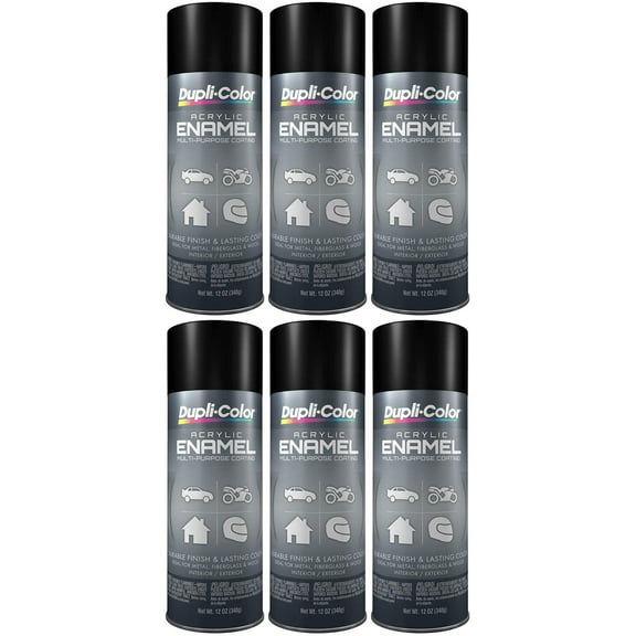 Duplicolor Multi Purpose Enamel Semi-Gloss Black (12 oz) - 6 Pack
