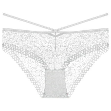 

Knosfe Low Rise Thong for Women Sexy Lace Underwear T-Back Seamless Panties M