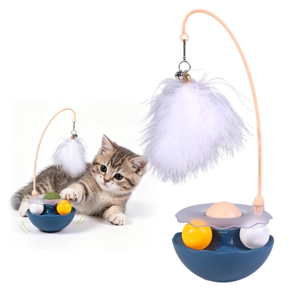 Interactive Cat Toy, 3-in-1 Teaser with Rolling Ball Track, Catnip Dancer for Indoor Cats
