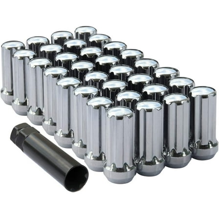 32 Chrome Spline Lug Nuts 9/16-18 Fits 1987-1998 Ford F-250 F-350   Security Key