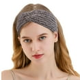 thumbnail image 3 of Women's Knit Headband, Cross Twist Wide Brim Hairband, Thick Acrylic Wool Winter Head Wrap for Warmth, Sports, and Casual Fashion-Dark Gray, 3 of 3