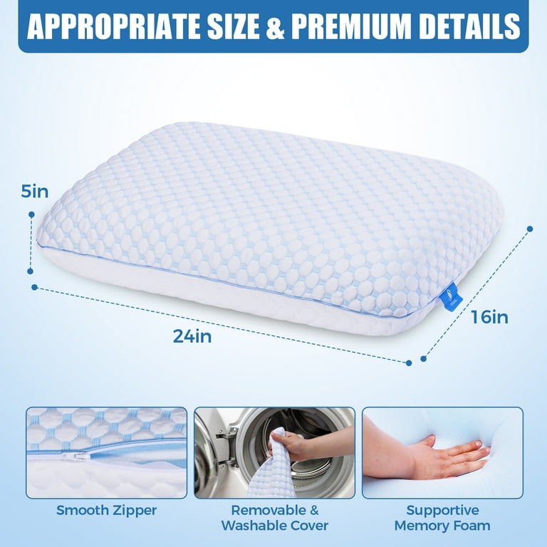 SORMAG Memory Foam Pillow, Gel Cooling, Standard Size photo 6