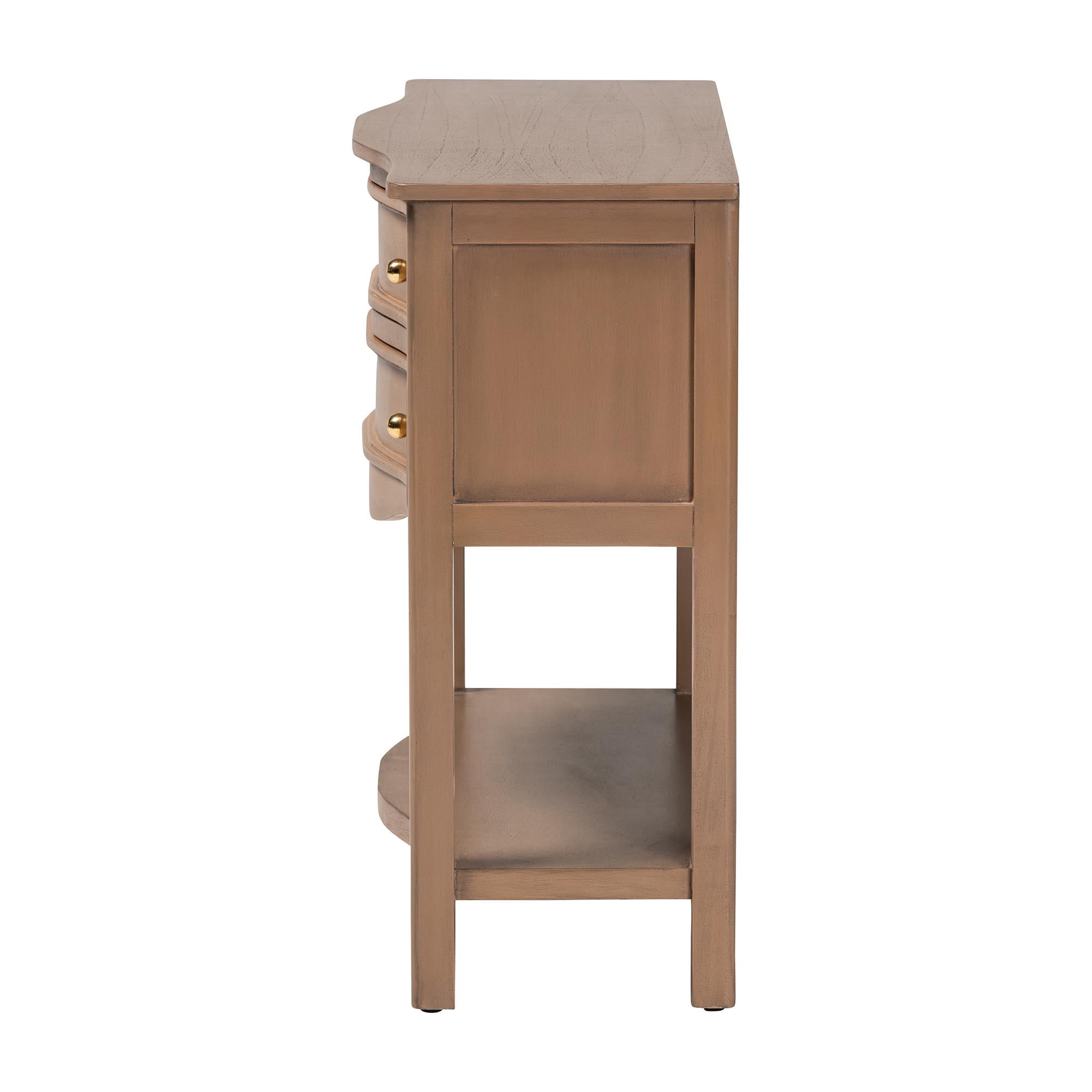 bali & pari Kelila Traditional Console Table, 2-Drawer, Champagne Brown