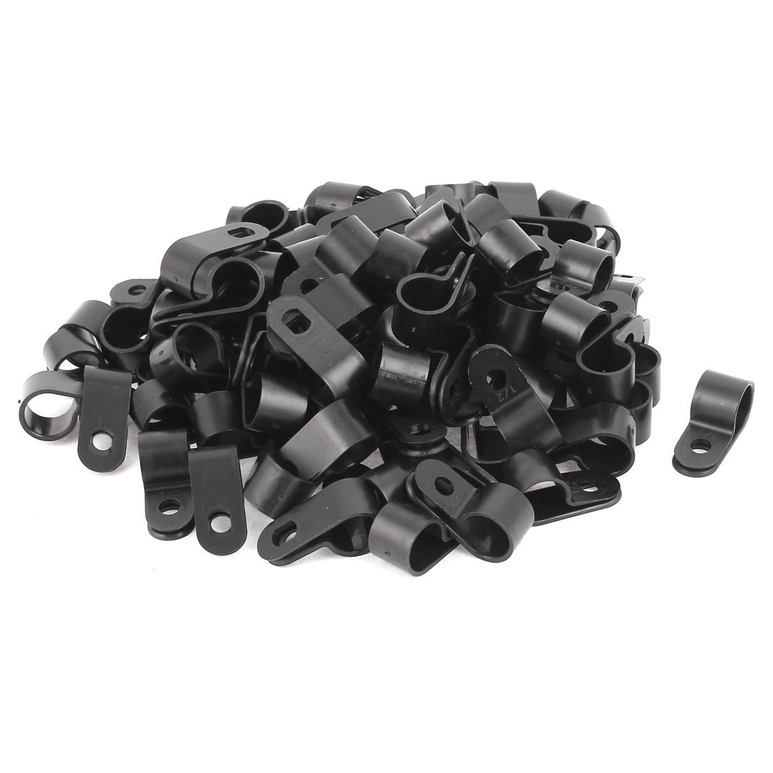 100Pcs Black Plastic R Type Cable Clip Clamp for 12mm Dia Wire Hose