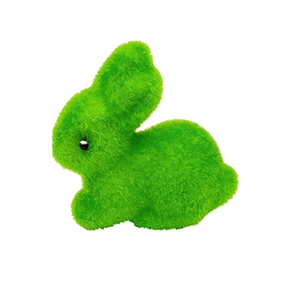 Green Easter Bunny Figurines Set Of 3 Mini Foam Fluffy Rabbits For Tabletop Centerpiece Mantel Shelf Spring Home Decor 2.6 Inch Each