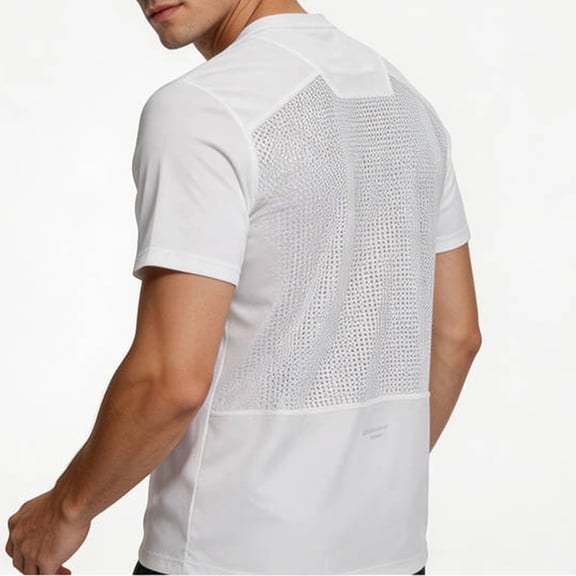 Gamivast Athletic T-Shirt for Men Workout Short Sleeve Performance Tee Moisture Wicking Mesh Back Design Breathable Gym Activewear for Fitness And Training White L