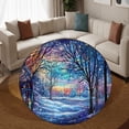 thumbnail image 3 of Round Area Rug, Christmas Tree3 Non-Slip Floor Mat, Soft Washable Carpet for Living Room Bedroom Decor 71 Inch, 3 of 6