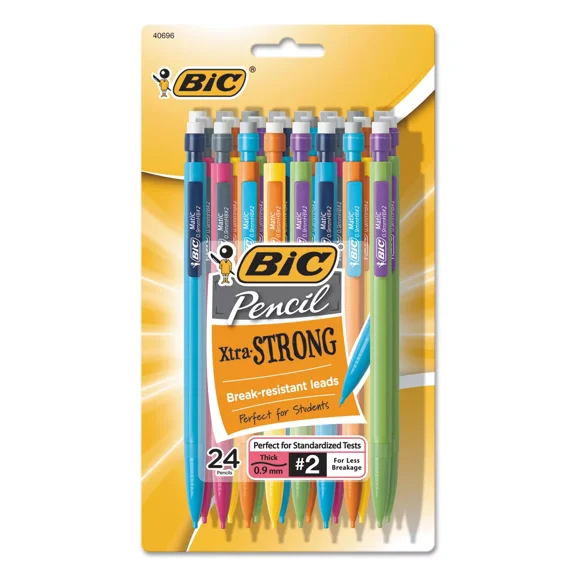 Bic Mechanical Pencil Xtra Strong 0.9mm Assorted 24/Pack MPLWP241