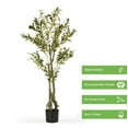60 inches Faux Olive Tree with Branches and Fruits in Black Nursery Pot