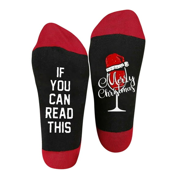 CYSFASHION Christmas Stockings for Women Ornaments Knitted 9 Inch Cozy Decorations Personalised Plush Cuff Santa Compression Socks Black