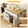 thumbnail image 6 of Rolling Kitchen Island with Drop Leaf and 2 Seatings, Islands Table with Power Outlet, 4 Drawers and Cabinet, Breakfast Bar Cabinet for Living Room, White, 6 of 7