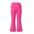 thumbnail image 3 of Cargo Flare Pants for Girls Solid Color High Waist Trousers with Multiple Pockets for Casual & Outfit Wear, 3 of 8