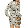 thumbnail image 7 of Meichang Halloween Hoodie Dress for Women Pumpkin Ghost Graphic Hooded Sweatshirt Dress Fall Casual Long Sleeve Tunic Dress Spooky Holiday Outfit with Pockets, 7 of 7