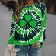 thumbnail image 2 of Penkiiy T-Shirt à Manches Longues pour Femme, Imprimé Trèfle, Décontracté, Vert 4TG, 2 of 3