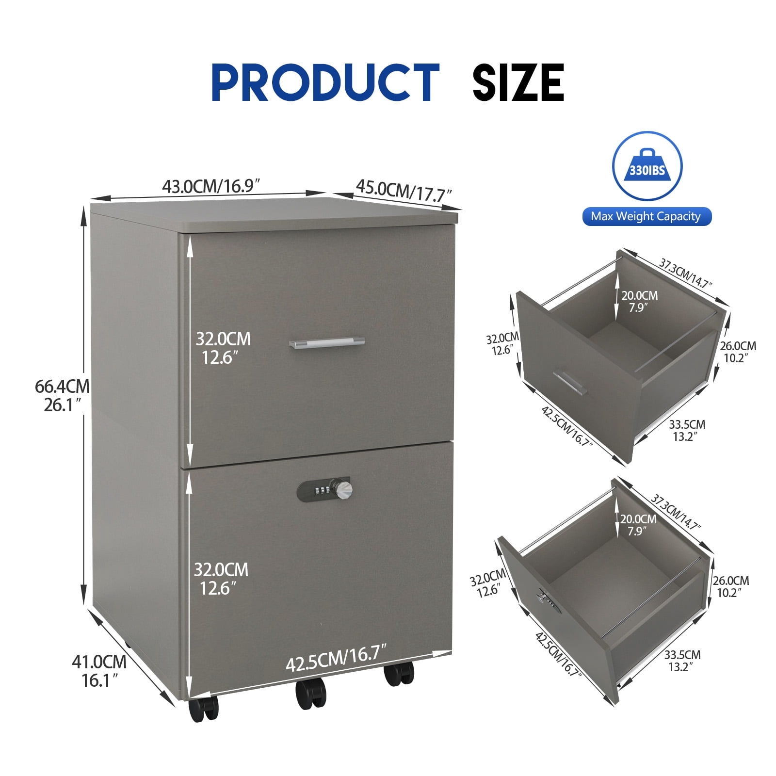 Kadyn Pulley Movable File cabinet, Small Rolling File Cabinet with Two Drawers and Lock, Office Storage Cabinet for Home Office, Antique grey white Kadyn Pulley Movable File cabinet, Small Rolling File Cabinet with Two Drawers and Lock, Office Storage Cabinet for Home Office, Antique grey white