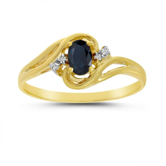 14k Yellow Gold Oval Sapphire And Diamond Ring
