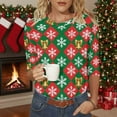 thumbnail image 4 of Christmas Sweatshirts for Women 3/4 Length Sleeve Christmas Tops Xmas Graphic Pullover Sweater Blouses Fleece Xmas Holiday Blouses Tops, 4 of 6