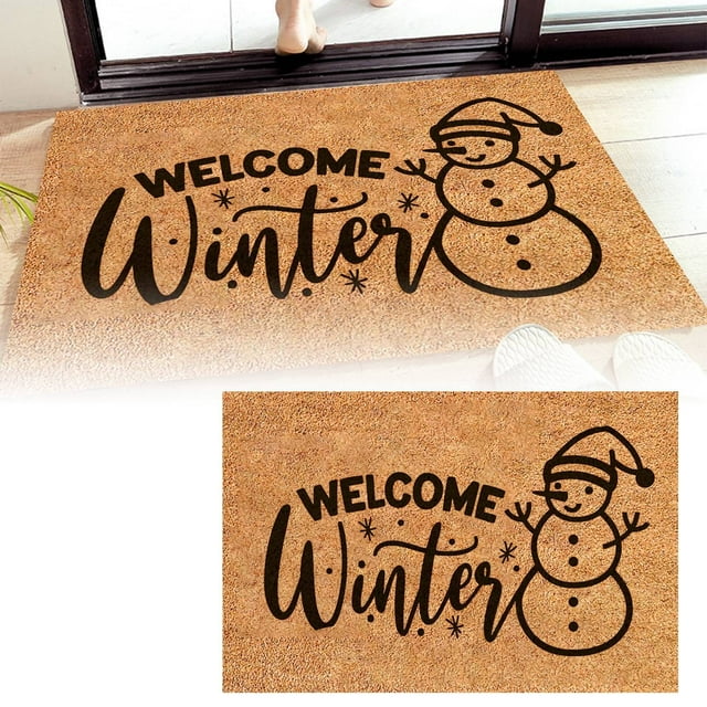 Merry Christmas Carpet Christmas Welcome Carpet Photo Props Mat Christmas Snowman Snowflake Carpet Christmas Mat Mens Throw Blankets for Couch Thick Blanket Large Soft Throw Blanket Sweater Throw