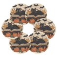 thumbnail image 7 of Yayeee 6 PCS Drink Coasters with Holder Set Woven Absorbent Round Tabletop Hot Pad, Cute Halloween Cat, 7 of 7