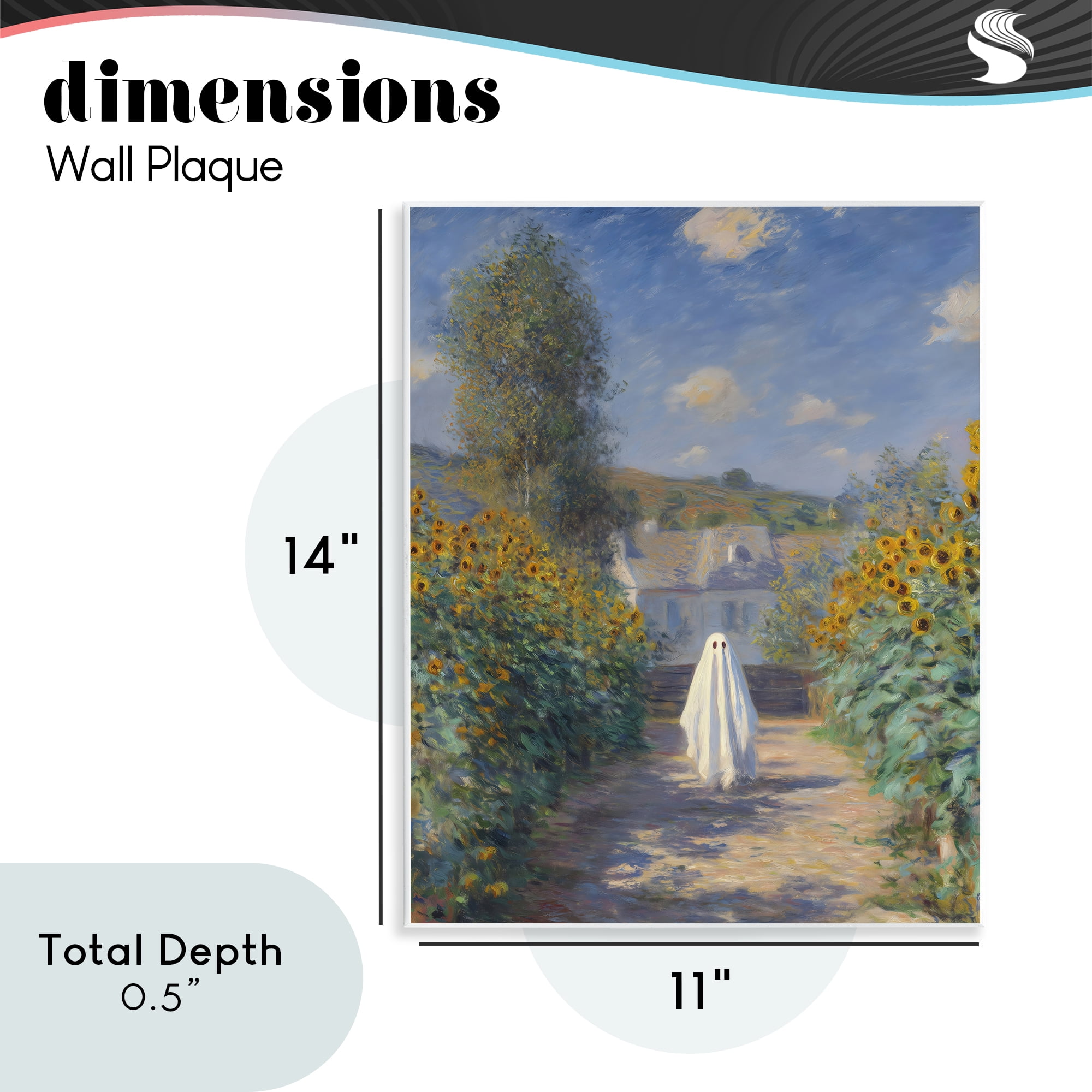 Monet Style Sunflower Ghost Wall Plaque Art, design by Arlington Prints