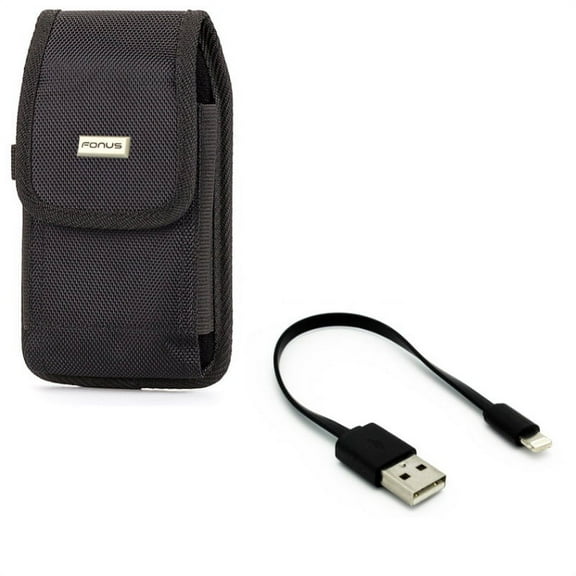 Case Belt Clip w Short USB Cable for iPhone 8/7/6S/6 - Swivel Holster Rugged Cover Pouch, Charger Cord Power Wire Fast Charge for iPhone 8/7/6S/6 Models