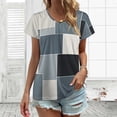 thumbnail image 3 of Blue Geometric Art, Black And White Blue Women's Blouse Short Sleeve Women's Top T-Shirt Spring Summer Clothes, 3 of 7
