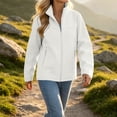 thumbnail image 5 of Mifsaly Womens Softshell Jacket Full Zip Stand Collar Windbreaker Long Sleeve Casual Outdoor Coat with Zipper Pockets White,S, 5 of 9