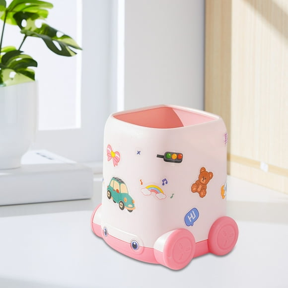 Lindo bote para cepillos de coche, organizador de escritorio para estudiantes, cubo de papelería de gran valor, bote para cepillos interesante de gran capacidad