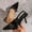 Black, variant on Plus Size Women's Glossy Pointed Closed Toe Sandals, Backless Single Buckle Strap, Slim Stiletto High Heel Elegant Shoes Wine 36
