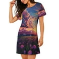 thumbnail image 2 of Naloa Dreamy Dandelion Sunset Print Women Nightgowns,Womens Loungewear,Short Sleeve Sleepwear,Comfy Ladies Nightdress, 2 of 6