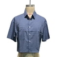 thumbnail image 3 of FRSASU Men's Summer Seersucker Short Sleeve Small Plaid Loose Casual Shirt Streetwear Male Shirts Blue, 3 of 9