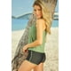thumbnail image 3 of ABPHQTO Traje de baño tankini deportivo con espalda cruzada de color sólido de 3 piezas verde para mujer, 3 of 5