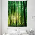 thumbnail image 1 of Forest Tapestry, Green Woodland at Sunrise Scenic Morning Nature Environment Ecology Serenity, Wall Hanging for Bedroom Living Room Dorm Decor, 60W X 80L Inches, Green Black Yellow, by Ambesonne, 1 of 2